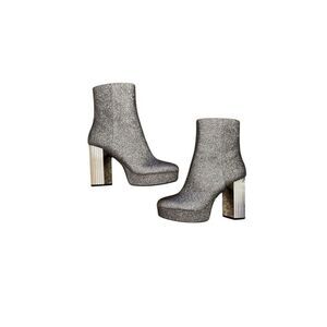 Michael Kors Women's Silver Sparkle Platform Bootie Size 8.5M Heels